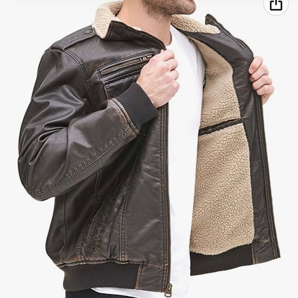 Levi's Jackets & Coats Levis Mens Faux Leather Sherpa Aviator